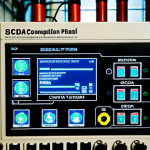 **

A SCADA system control panel at a desalination plant, with alarms flashing and a warning message indicating a chemical overdose.  Focus on the digital interface, highlighting the vulnerability of the outdated system.  Include elements of industrial equipment and water pipes in the background.  Style:  Cyberpunk aesthetic with a sense of urgency.

**