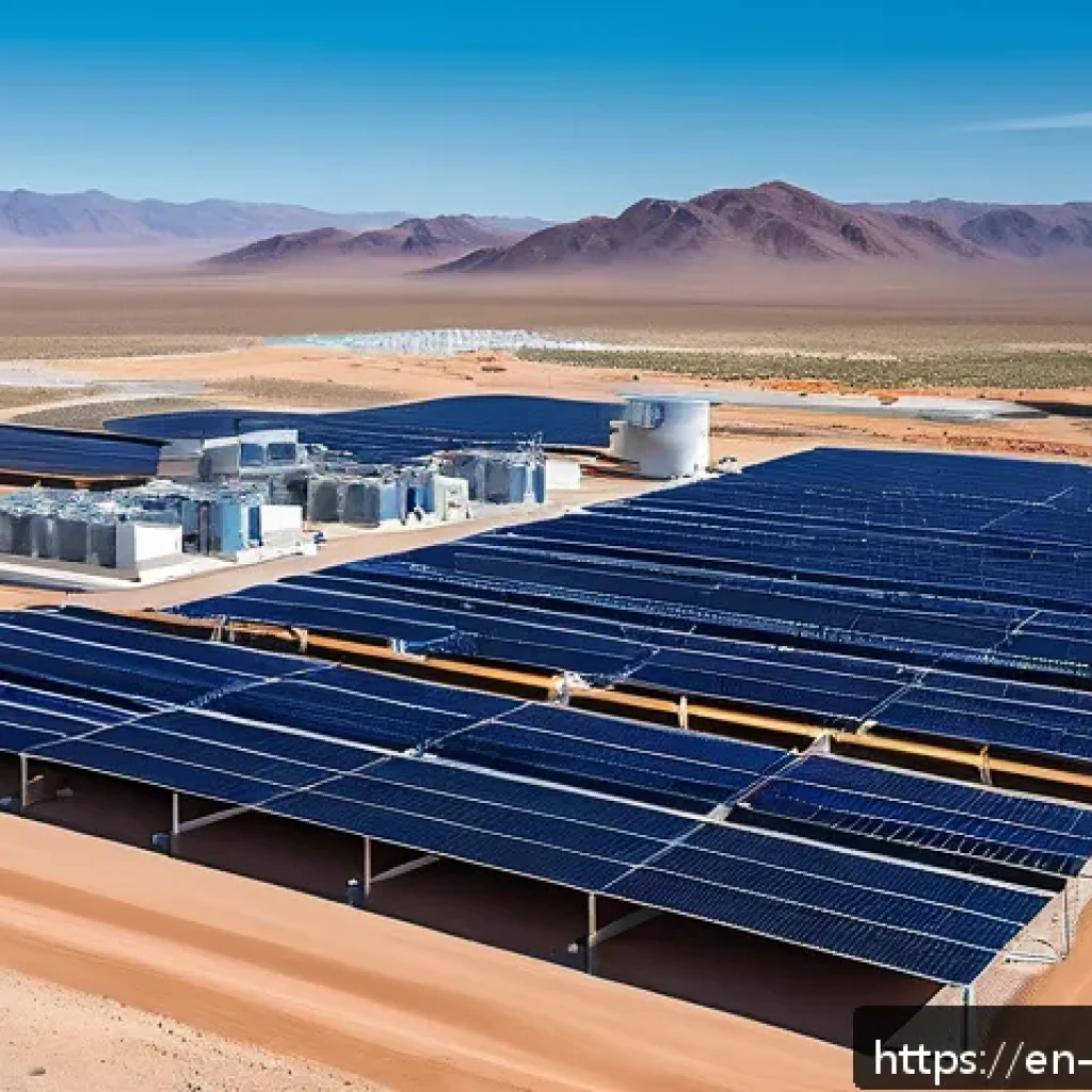 담수화 기술의 비용 절감 방안 - A cutting-edge solar-powered desalination plant situated in a remote desert community during peak da...